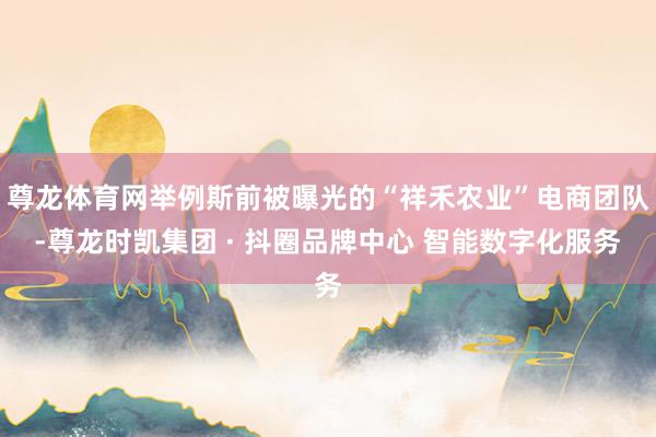 尊龙体育网举例斯前被曝光的“祥禾农业”电商团队-尊龙时凯集团 · 抖圈品牌中心 智能数字化服务