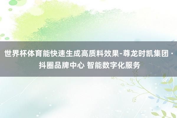 世界杯体育能快速生成高质料效果-尊龙时凯集团 · 抖圈品牌中心 智能数字化服务