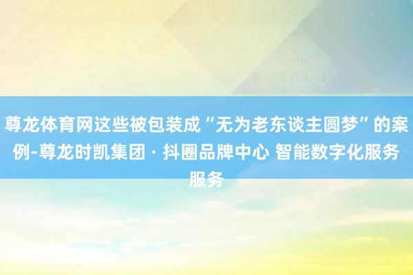 尊龙体育网这些被包装成“无为老东谈主圆梦”的案例-尊龙时凯集团 · 抖圈品牌中心 智能数字化服务