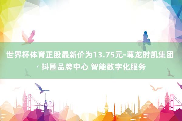 世界杯体育正股最新价为13.75元-尊龙时凯集团 · 抖圈品牌中心 智能数字化服务