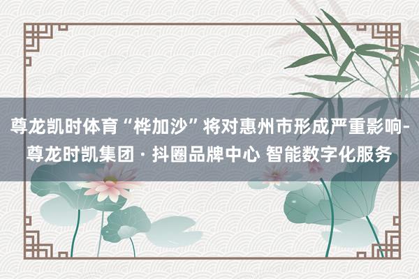 尊龙凯时体育“桦加沙”将对惠州市形成严重影响-尊龙时凯集团 · 抖圈品牌中心 智能数字化服务