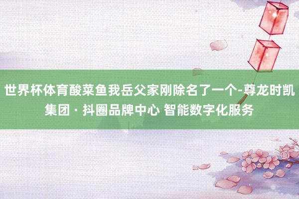 世界杯体育酸菜鱼我岳父家刚除名了一个-尊龙时凯集团 · 抖圈品牌中心 智能数字化服务