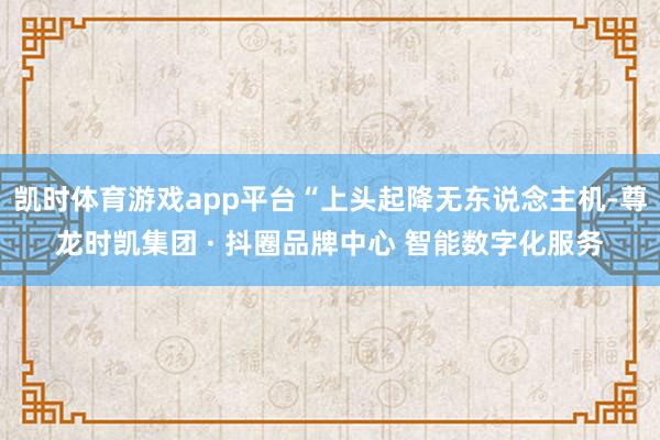 凯时体育游戏app平台“上头起降无东说念主机-尊龙时凯集团 · 抖圈品牌中心 智能数字化服务