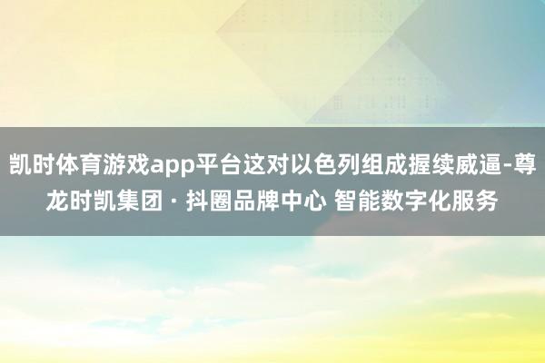 凯时体育游戏app平台这对以色列组成握续威逼-尊龙时凯集团 · 抖圈品牌中心 智能数字化服务